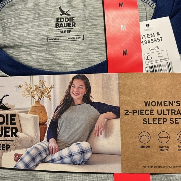 NWT Eddie Bauer Women's 2-piece Sleep Set Blue - Picture 4 of 5